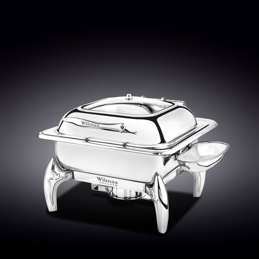 GLASS LID SQUARE CHAFING DISH WITH STAND 18" inch X 16" inch X 13" inch | 45.5 X 41 X 33 CM