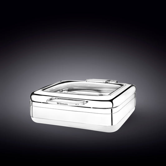 GLASS LID SQUARE CHAFER 18" inch X 16" inch X 6.25" inch | 46 X 41 X 16 CM